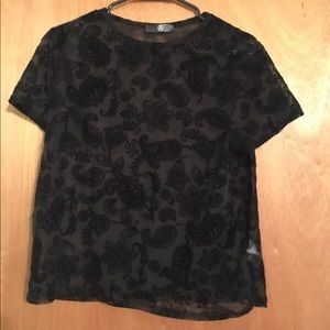 NWOT sheer black paisley top